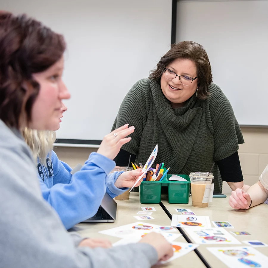 Faculty member teaching in classroom