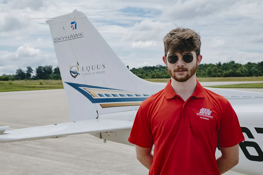 Pilot student with Equus plane