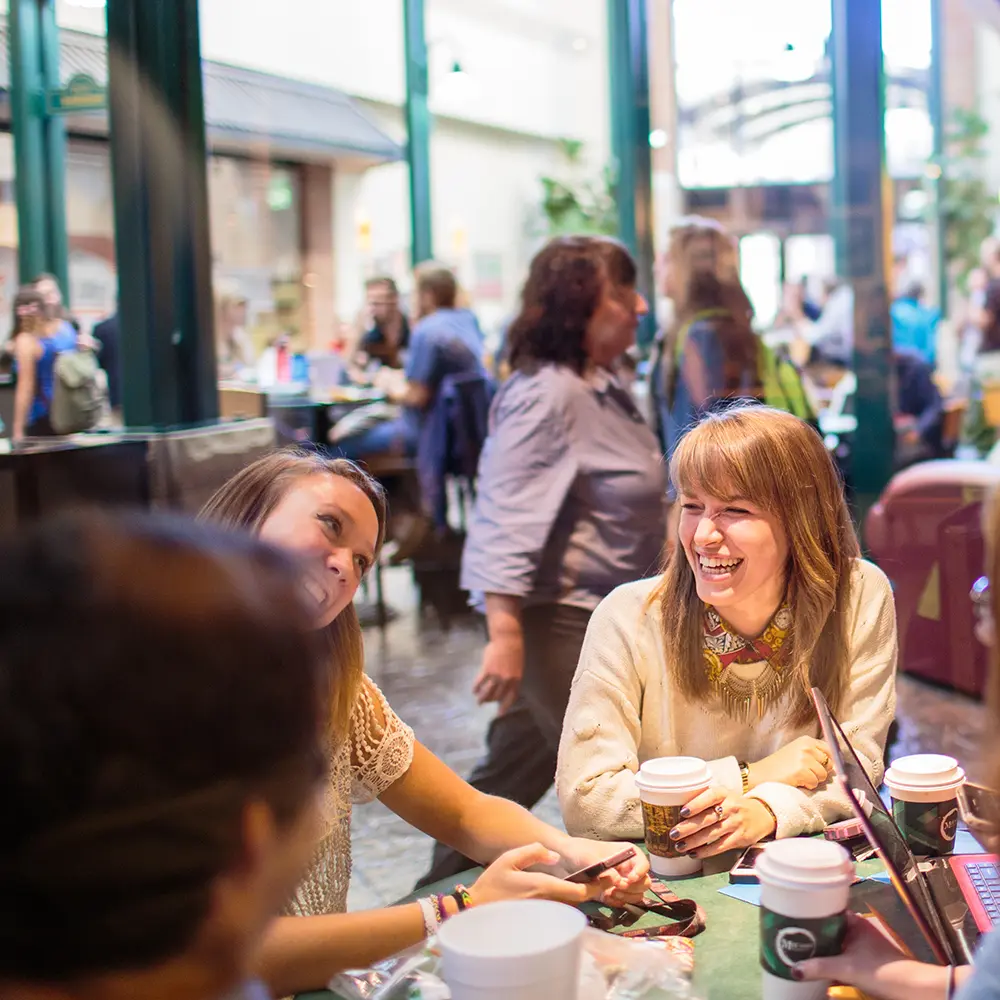 Campus students enjoying coffee