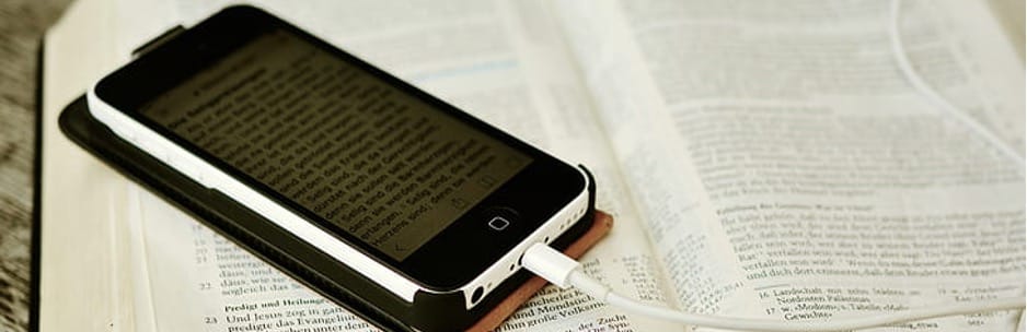 Phone laying on Bible