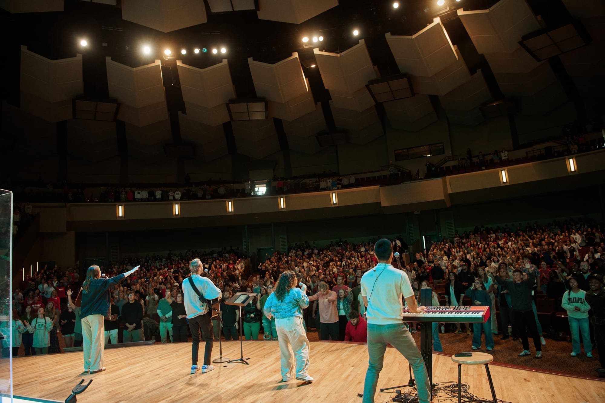 IWU chapel worship team during a chapel service