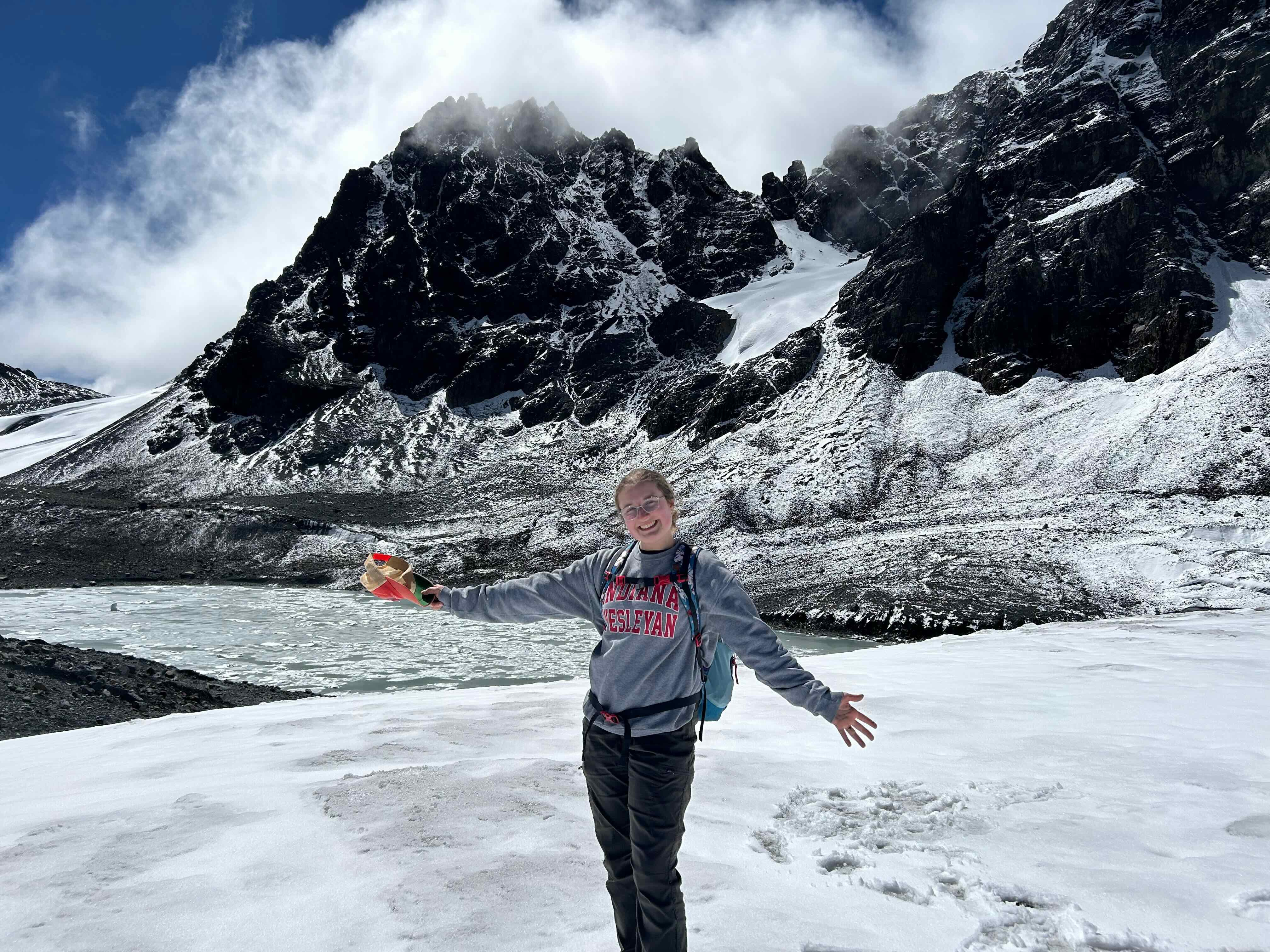Grace in front of glacier